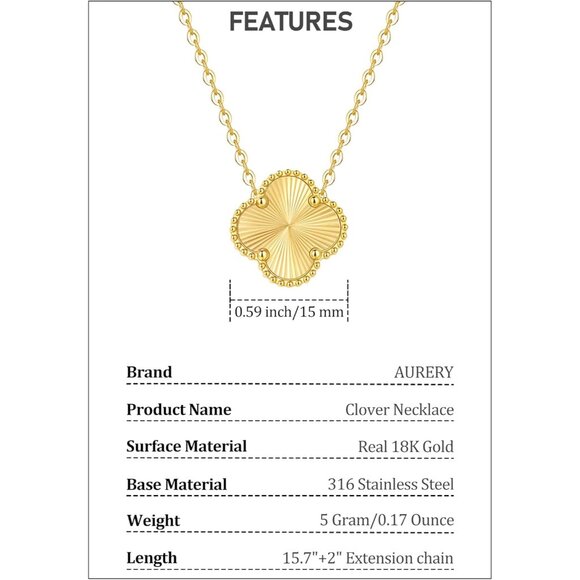 Dainty 18K Gold Plated Lucky Clover Pendant Necklaces Set for Women, Water-Resis - Picture 2 of 8